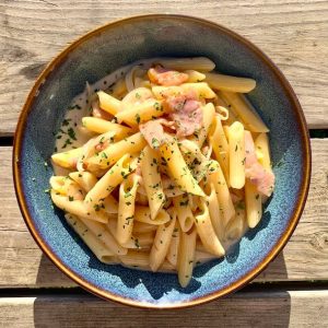 Penne w/ Bacon & Onion in Cream Sauce